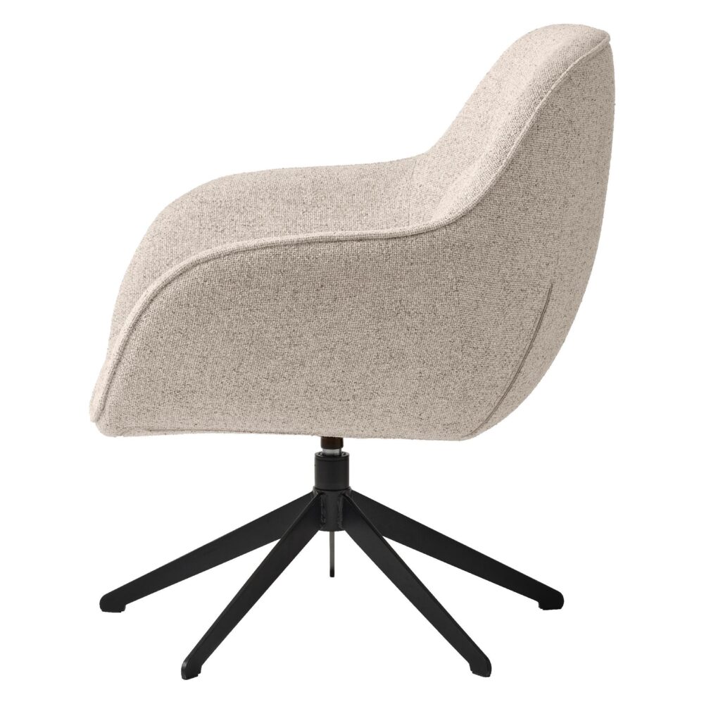 bouclé draaifauteuil met hocker offwhite afbeelding 5