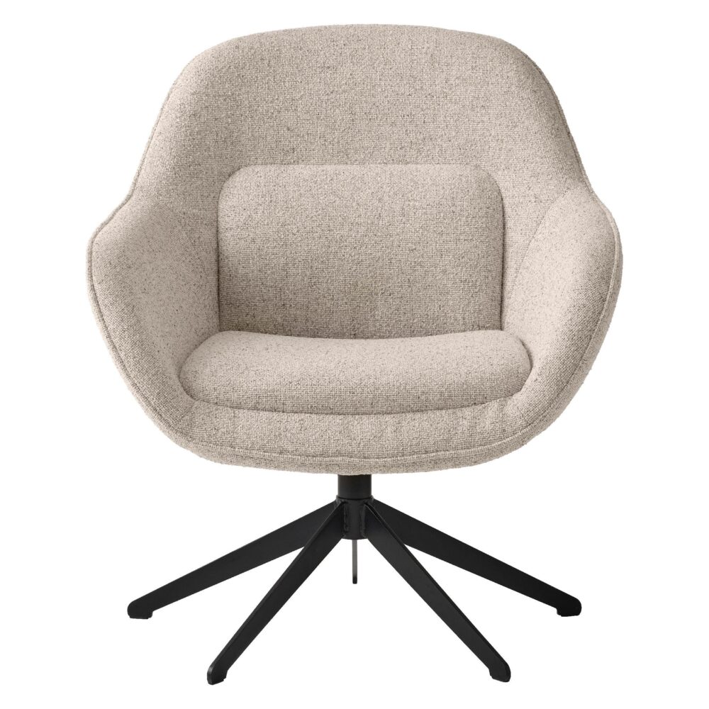 bouclé draaifauteuil met hocker offwhite afbeelding 1