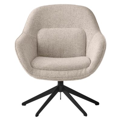 bouclé draaifauteuil met hocker offwhite afbeelding 1