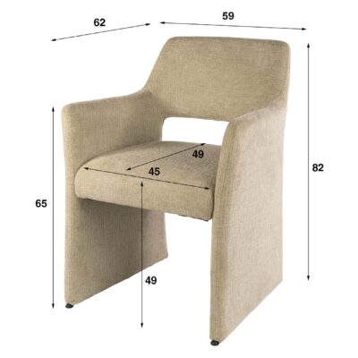 Maro eetkamerstoelen met armleuning zand afbeelding 6