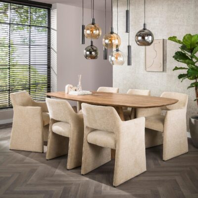 Maro eetkamerstoelen met armleuning zand afbeelding 8