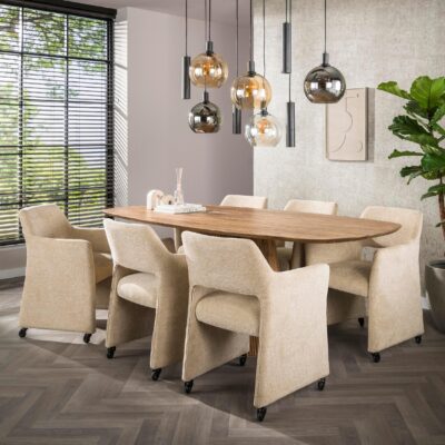 Maro eetkamerstoelen met armleuning op wieltjes afbeelding 8