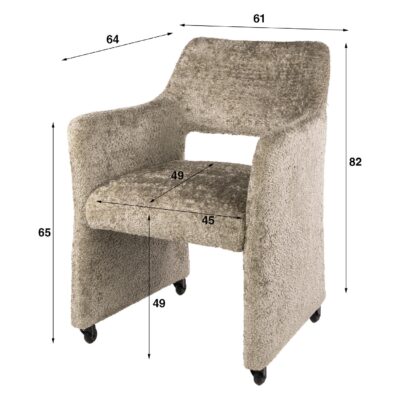 Maro eetkamerstoelen met armleuning op wieltjes afbeelding 6