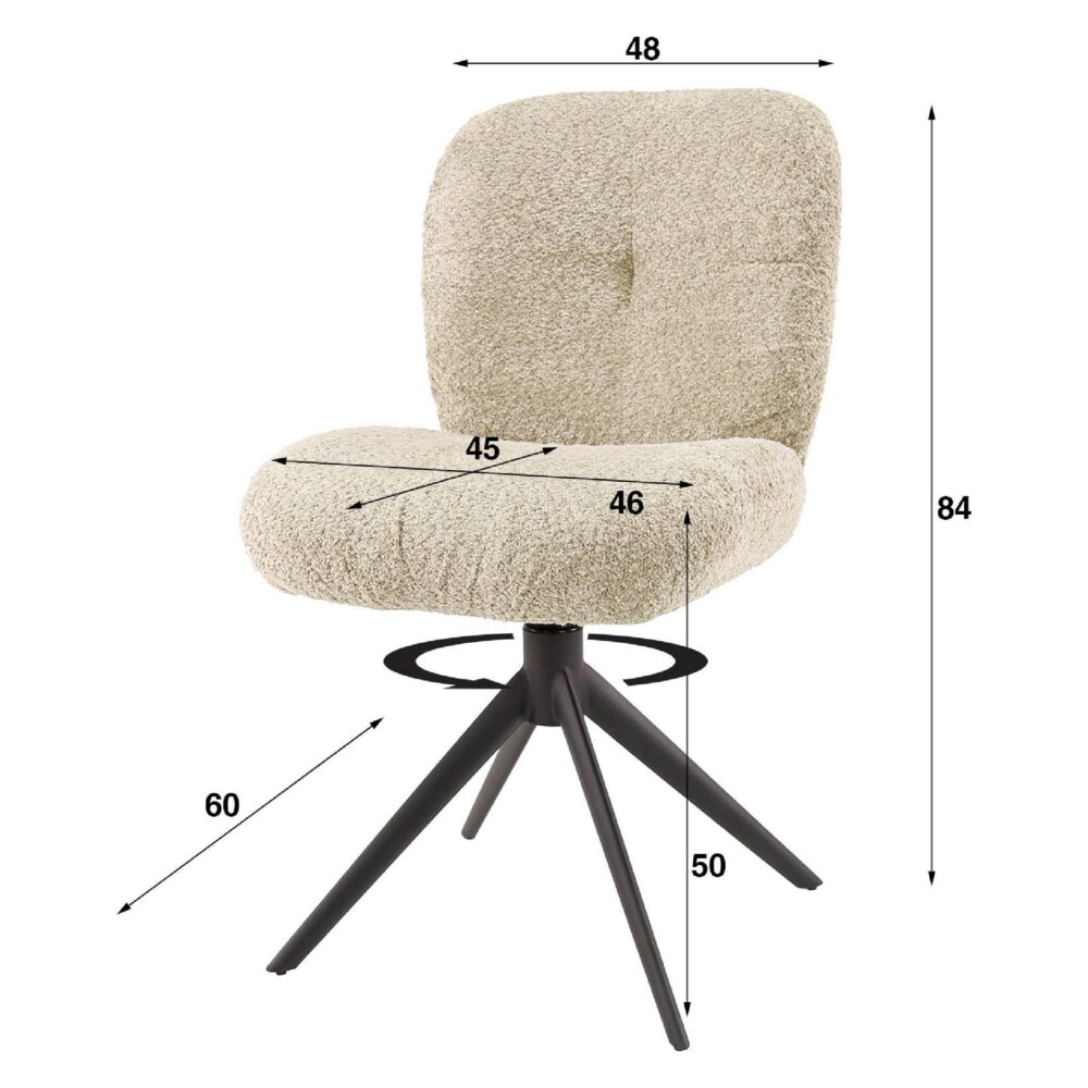 draaibare bouclé eetkamerstoelen zand Rava afbeelding 2