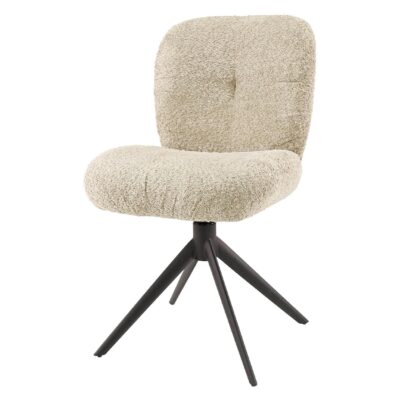 draaibare bouclé eetkamerstoelen zand Rava afbeelding 1