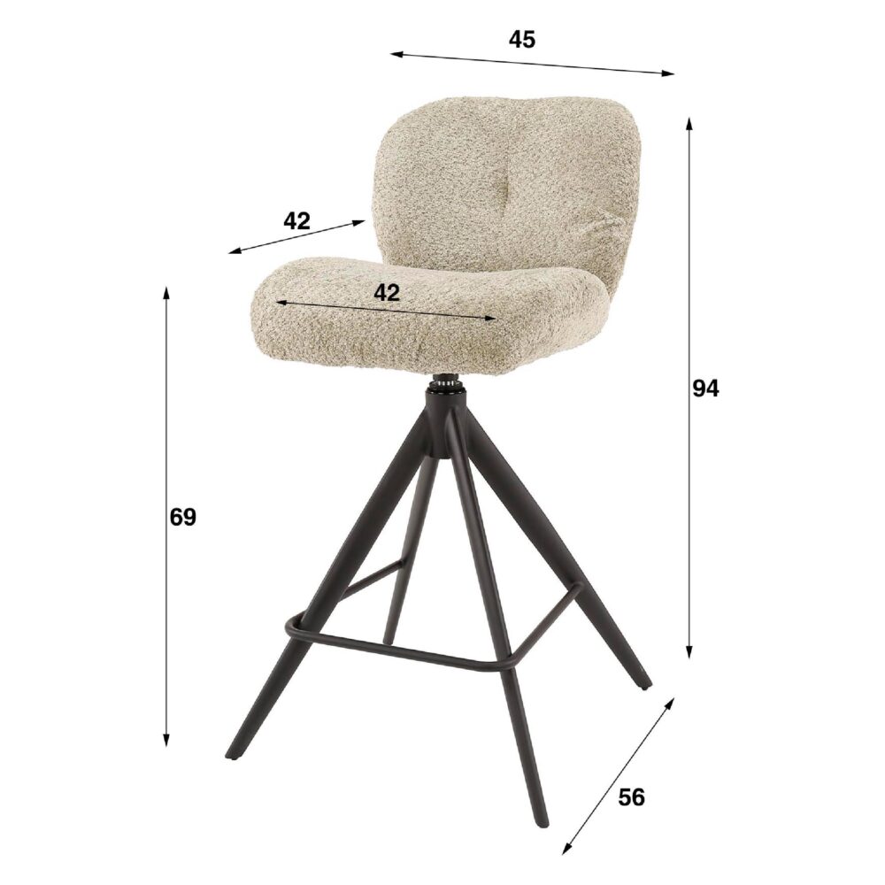 Rava draaibare bouclé barstoelen zand afbeelding 2