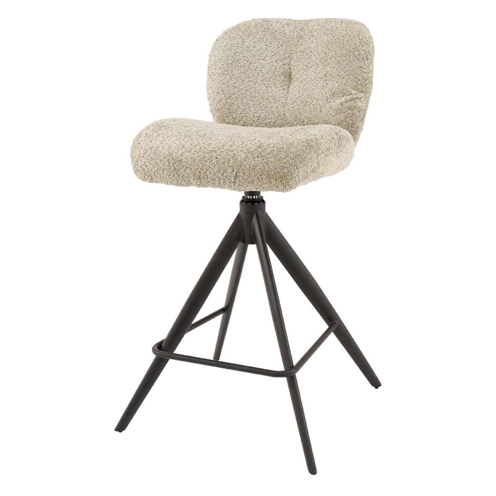 Rava draaibare bouclé barstoelen zand afbeelding 1