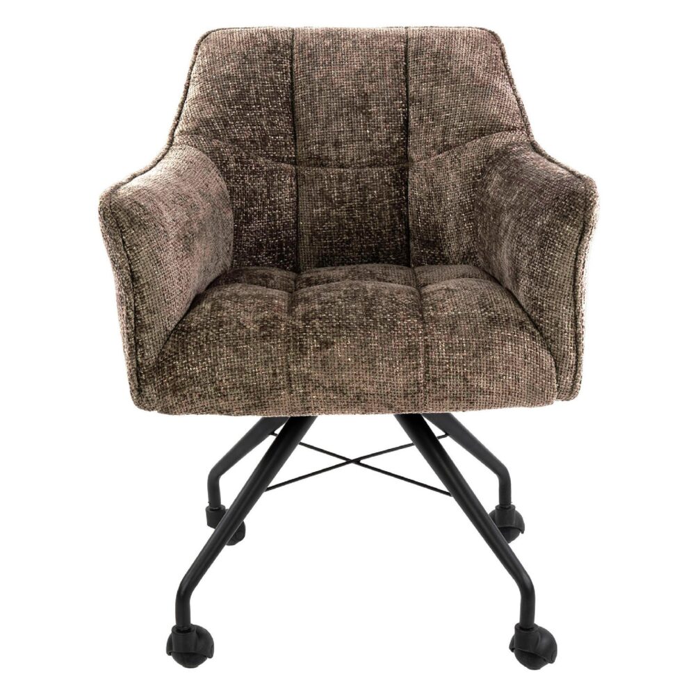 Elda taupe eetkamerstoelen met armleuning en wieltjes afbeelding 2