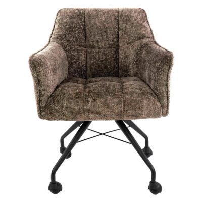 Elda taupe eetkamerstoelen met armleuning en wieltjes afbeelding 2