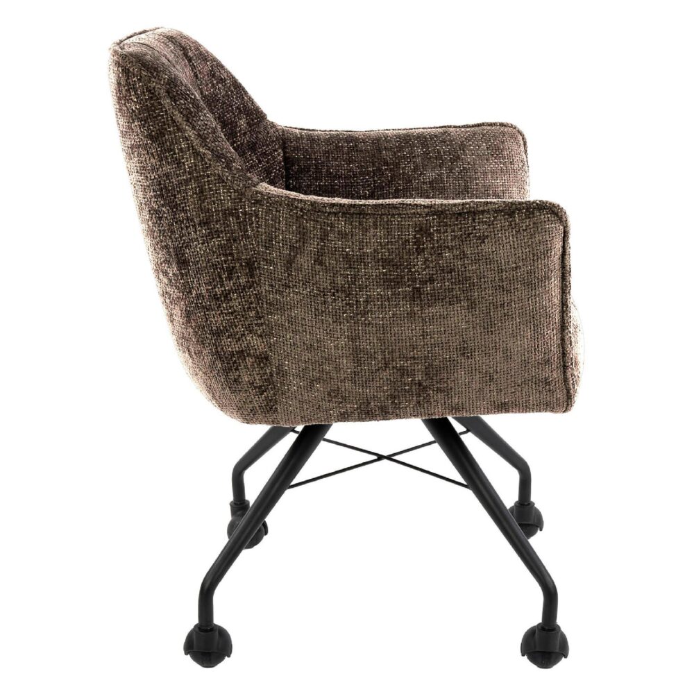 Elda taupe eetkamerstoelen met armleuning en wieltjes afbeelding 4