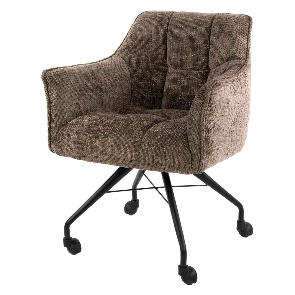 Elda taupe eetkamerstoelen met armleuning en wieltjes afbeelding 1