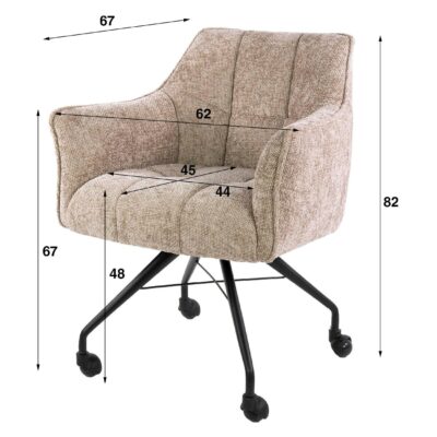 eetkamerstoelen Elda met armleuning en wieltjes afbeelding 6