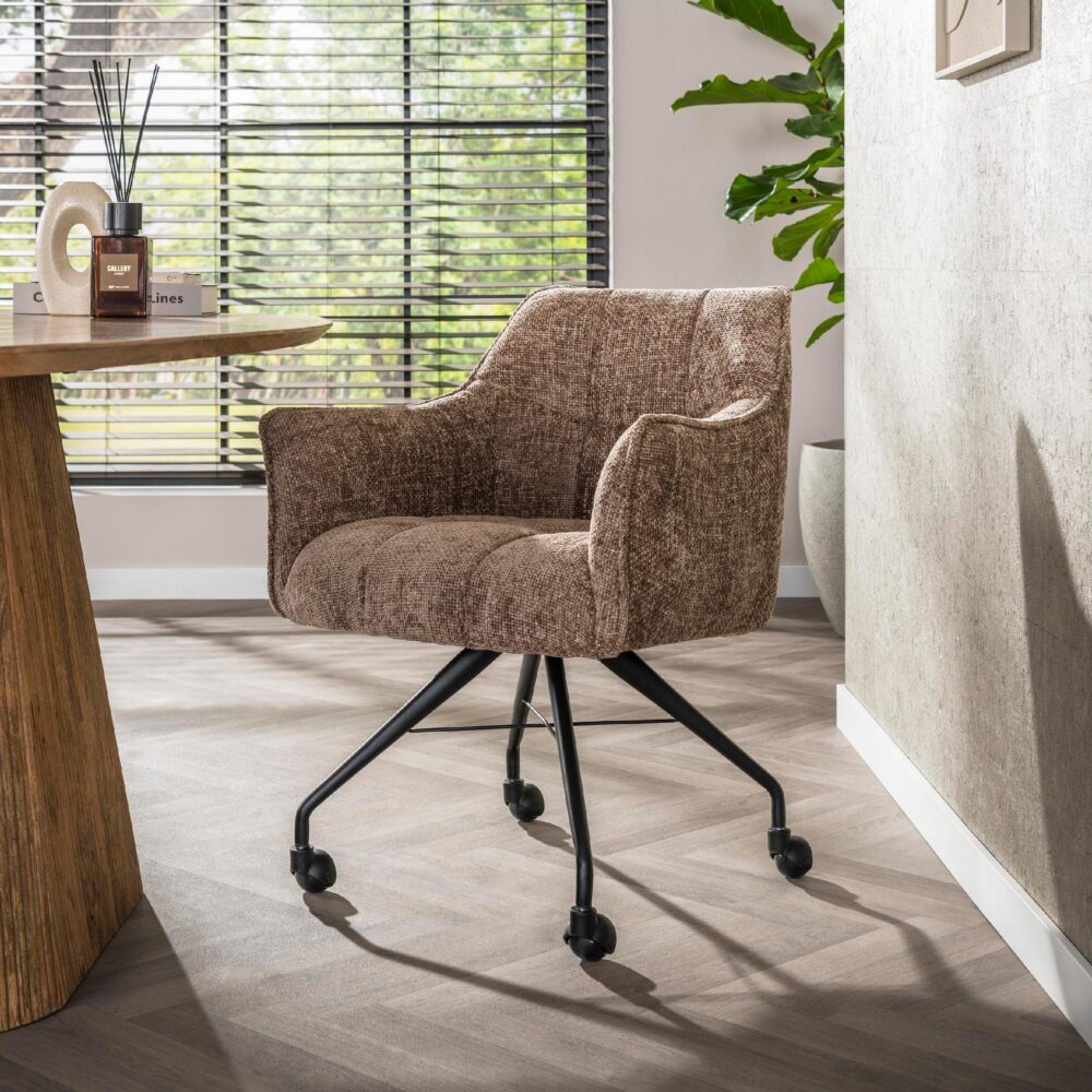 Elda eetkamerstoel met armleuning en wieltjes afbeelding 7