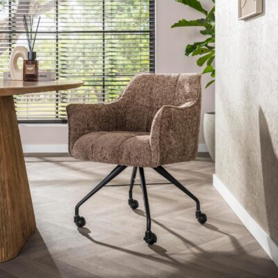 Elda eetkamerstoel met armleuning en wieltjes afbeelding 7