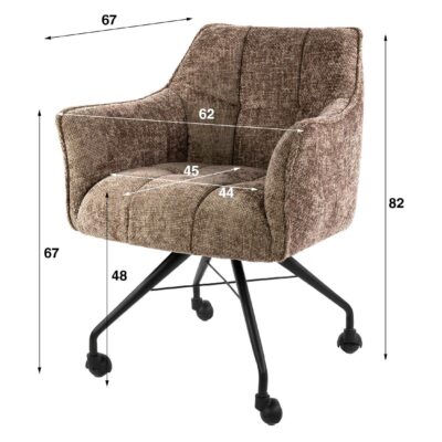 Elda eetkamerstoel met armleuning en wieltjes afbeelding 6