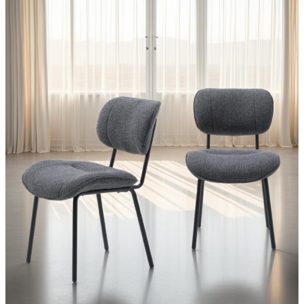 donkergrijze bouclé eetkamerstoelen Kylo afbeelding 15