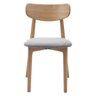 grijze bouclé eetkamerstoelen Pip set van 2 afbeelding 1