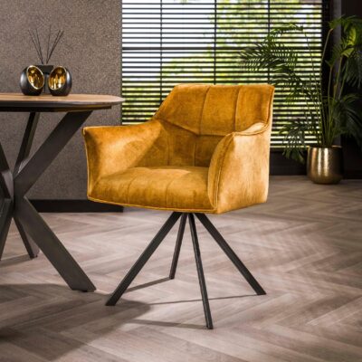 gouden velours eetkamerstoelen Elda afbeelding 7
