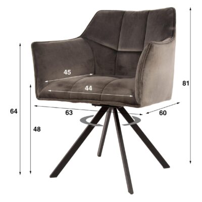 draaibare velours eetkamerstoelen Elda antraciet afbeelding 6