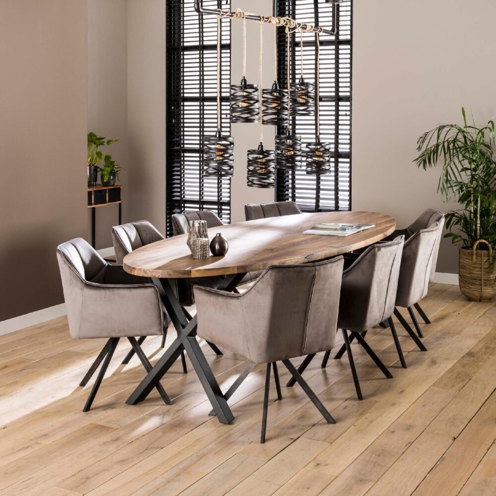 draaibare velours eetkamerstoelen Elda antraciet afbeelding 8