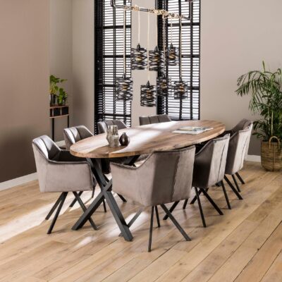 draaibare velours eetkamerstoelen Elda antraciet afbeelding 8