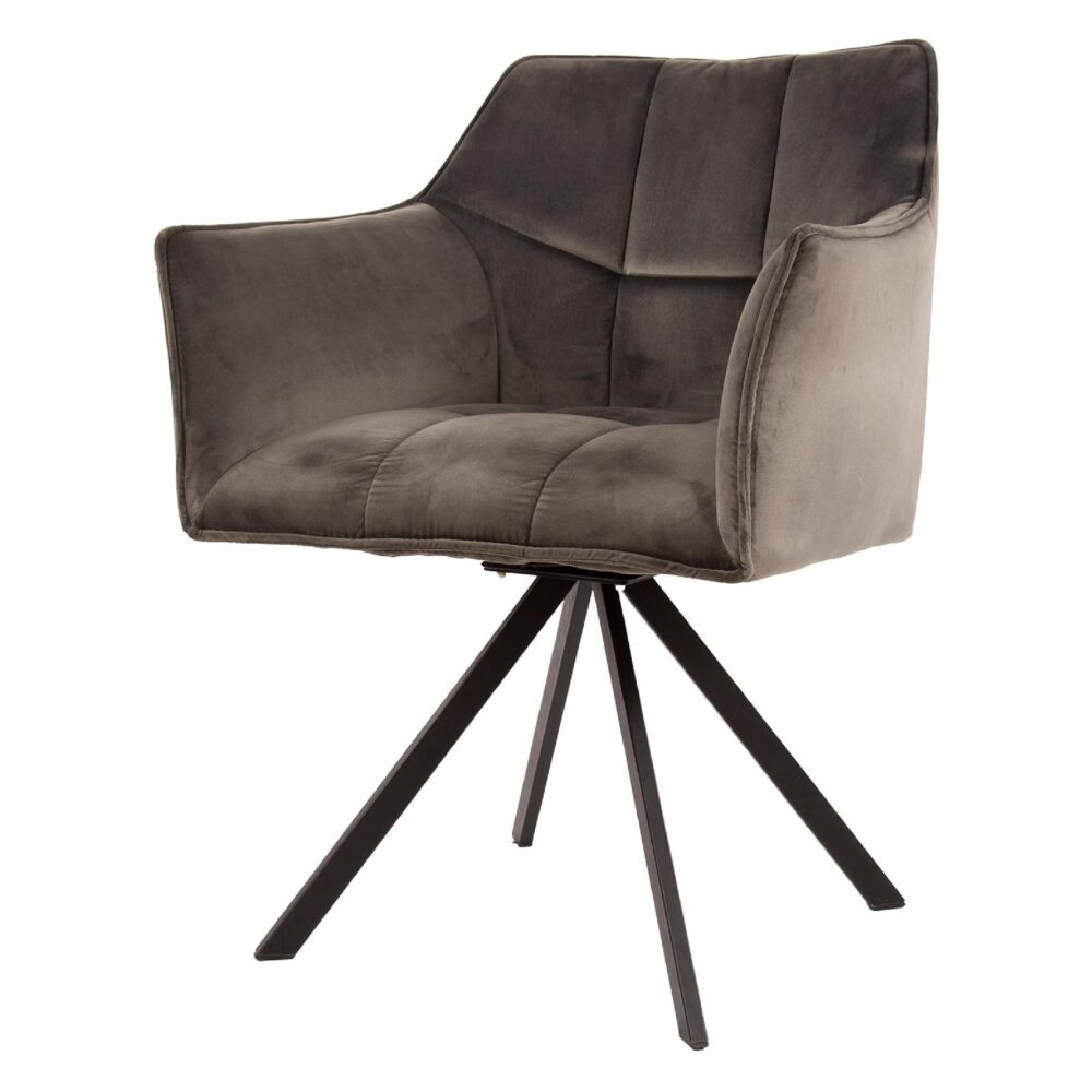 draaibare velours eetkamerstoelen Elda antraciet afbeelding 1