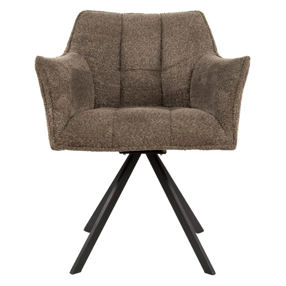Elda bouclé taupe draaibare eetkamerstoelen afbeelding 2