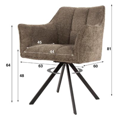Elda bouclé taupe draaibare eetkamerstoelen afbeelding 6