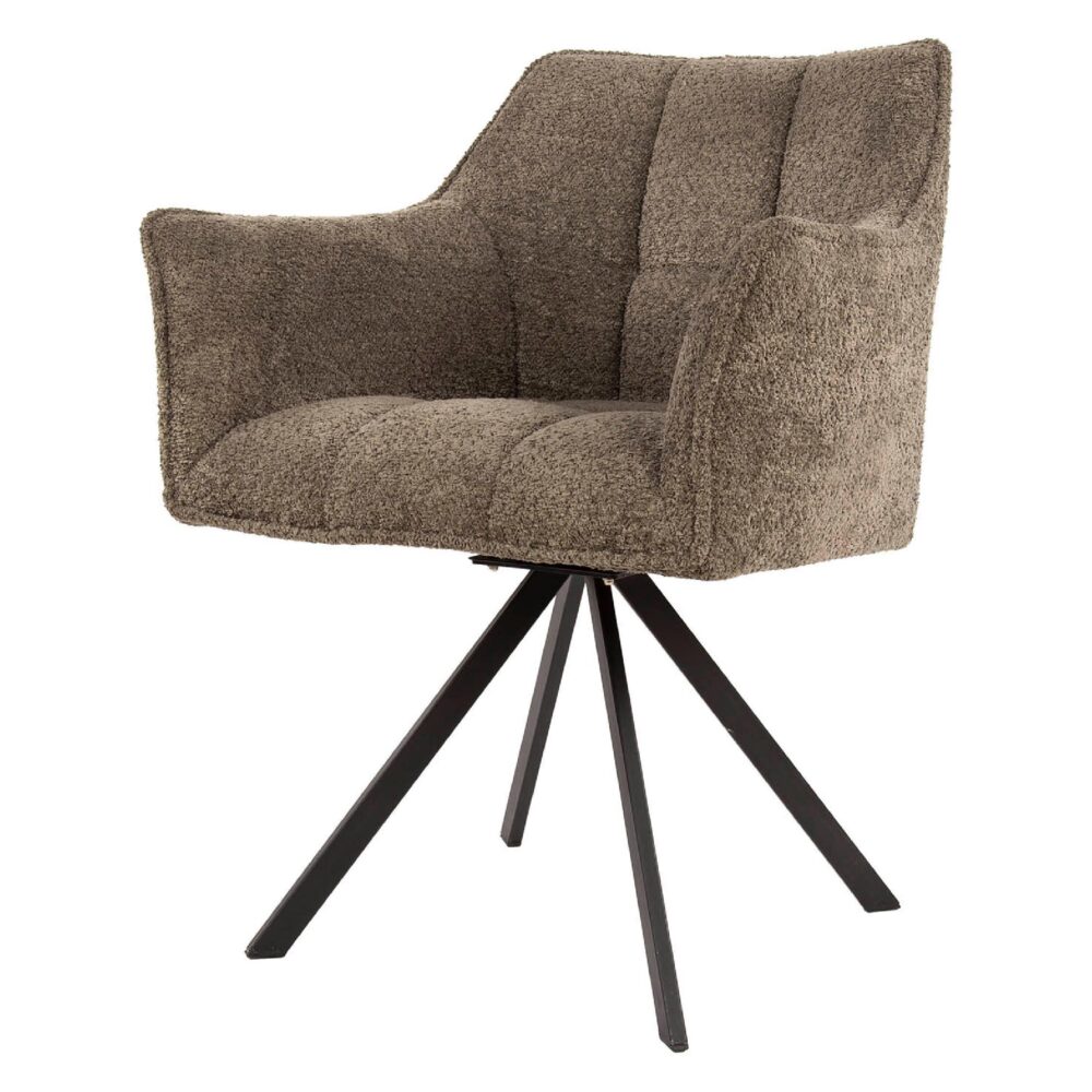 Elda bouclé taupe draaibare eetkamerstoelen afbeelding 1