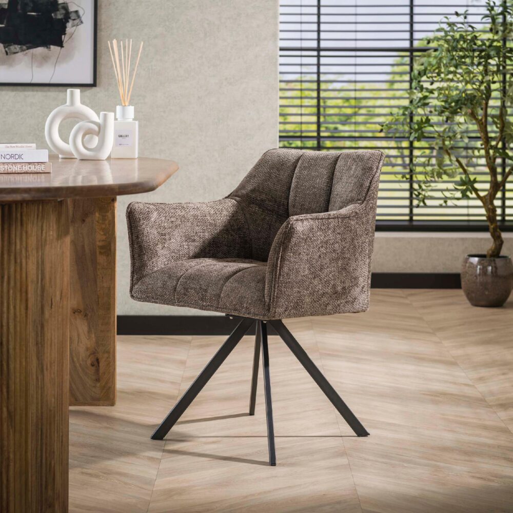taupe draaibare eetkamerstoelen Elda met armleuning afbeelding 8