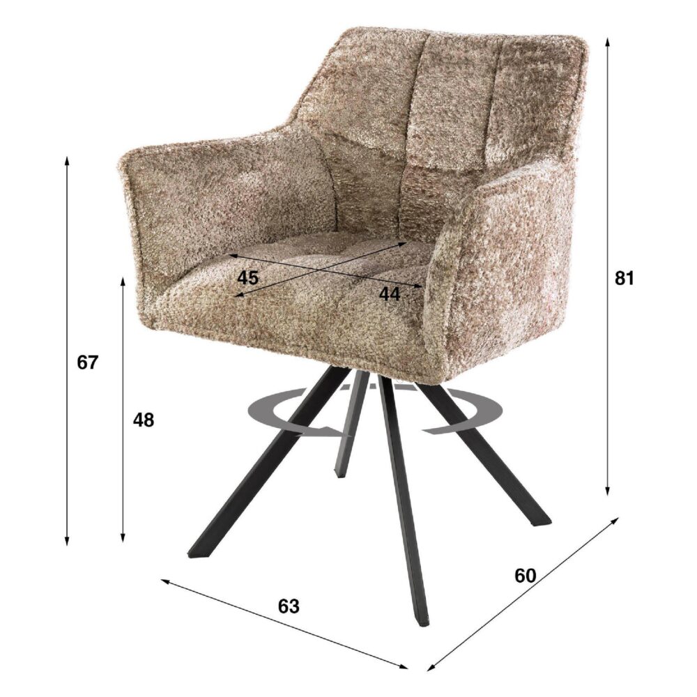 draaibare eetkamerstoelen met armleuning Elda afbeelding 6