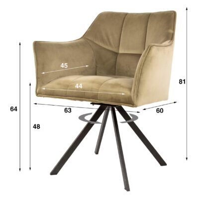 velvet draaibare eetkamerstoelen Elda champagne afbeelding 6