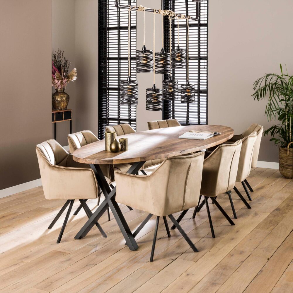 velvet draaibare eetkamerstoelen Elda champagne afbeelding 8