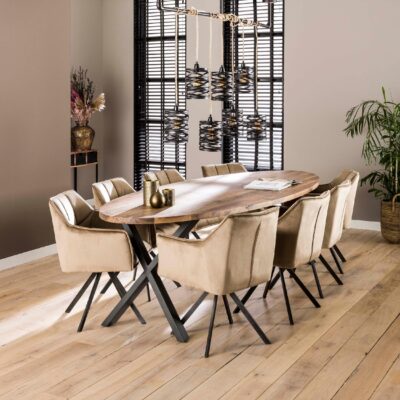 velvet draaibare eetkamerstoelen Elda champagne afbeelding 8