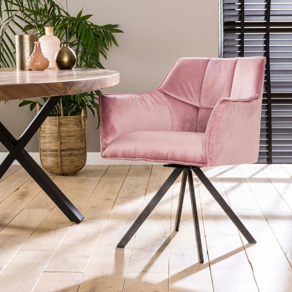 velvet roze draaibare eetkamerstoelen Elda afbeelding 7
