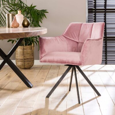velvet roze draaibare eetkamerstoelen Elda afbeelding 7