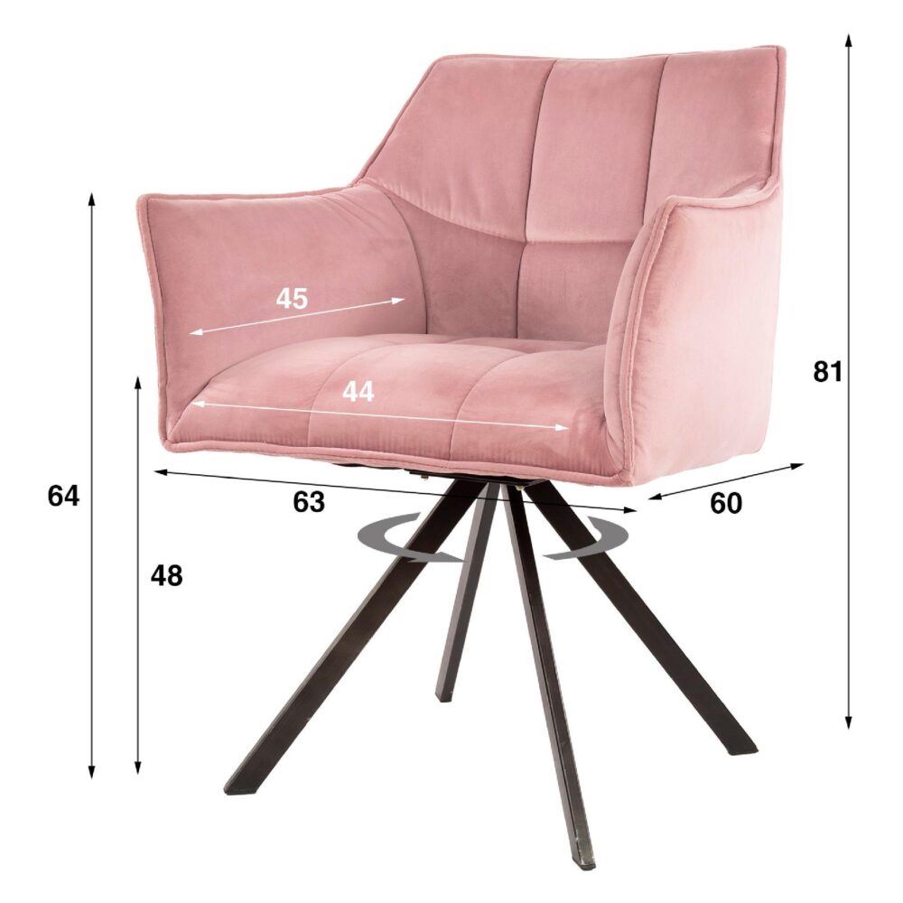 velvet roze draaibare eetkamerstoelen Elda afbeelding 6