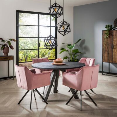 velvet roze draaibare eetkamerstoelen Elda afbeelding 9