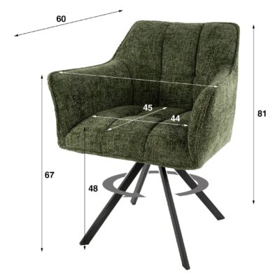 groene draaibare eetkamerstoelen Elda met armleuning afbeelding 6