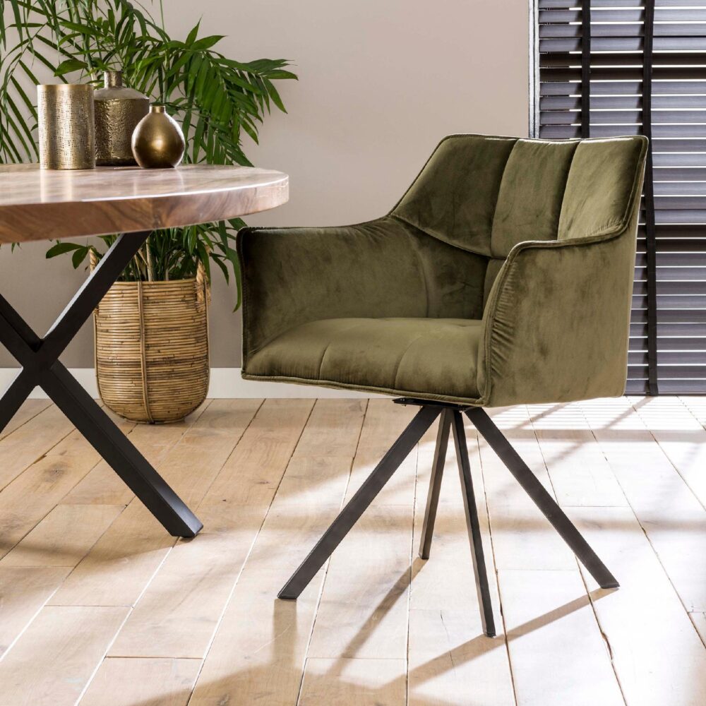 groene velvet eetkamerstoelen Elda afbeelding 7