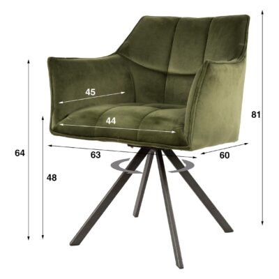 groene velvet eetkamerstoelen Elda afbeelding 6