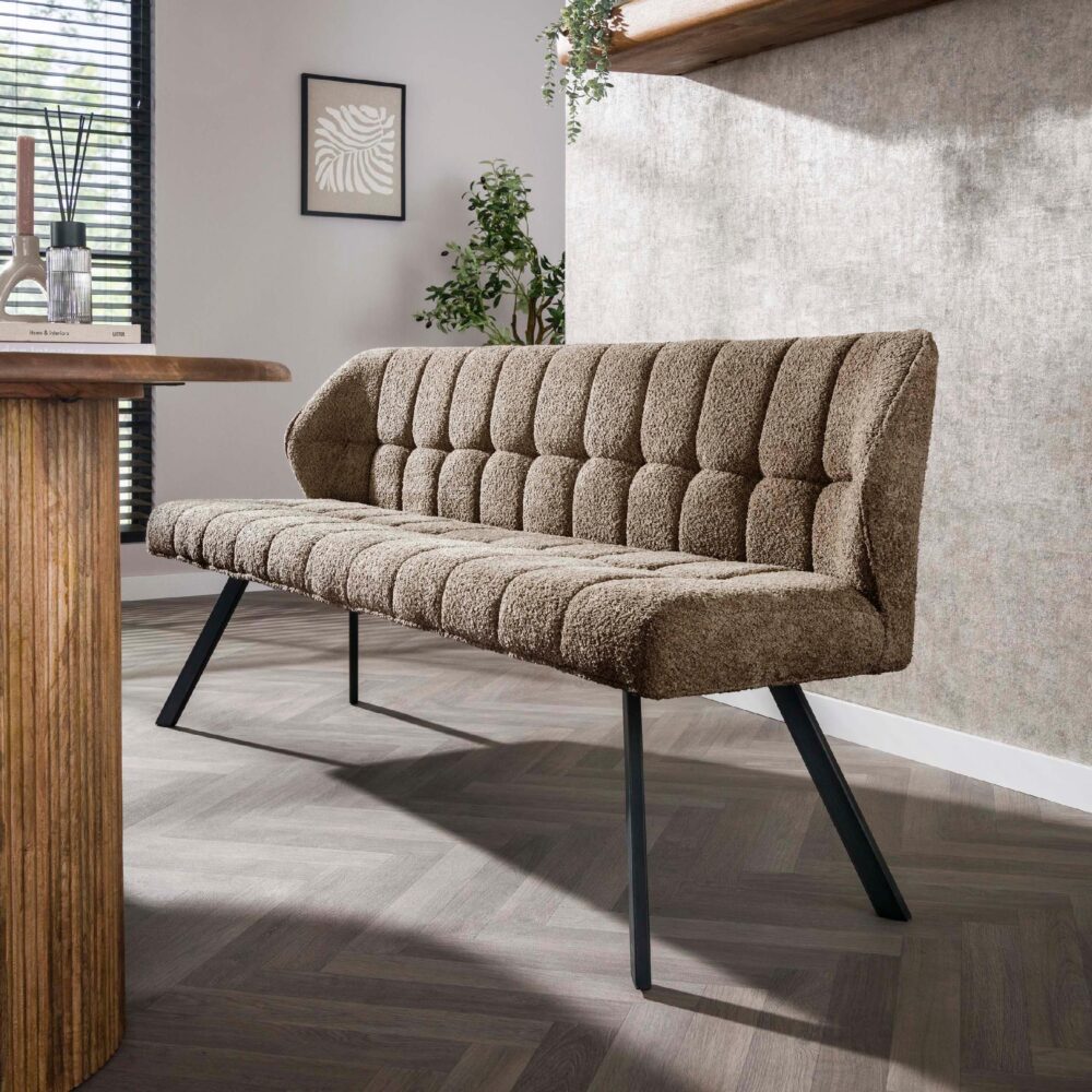 eetkamerbank bouclé taupe Elda afbeelding 2