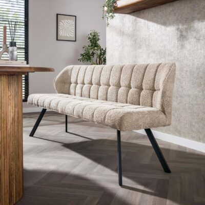 eetkamerbank bouclé zand Elda afbeelding 2