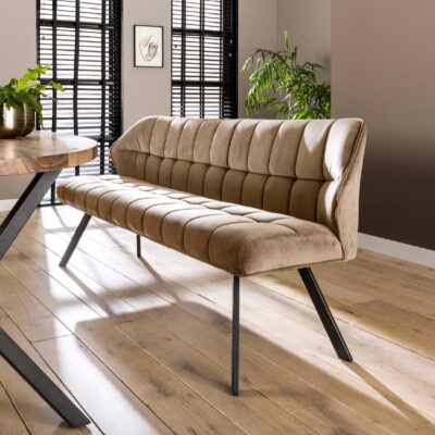 velvet eetkamerbank Elda champagne afbeelding 2