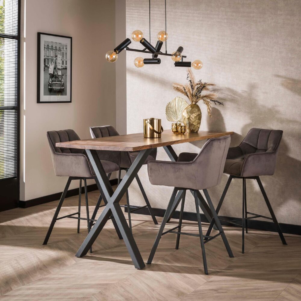 antraciet velvet barstoelen Elda met armleuning afbeelding 4