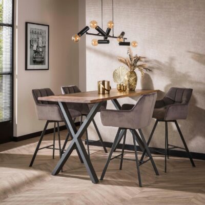 antraciet velvet barstoelen Elda met armleuning afbeelding 4