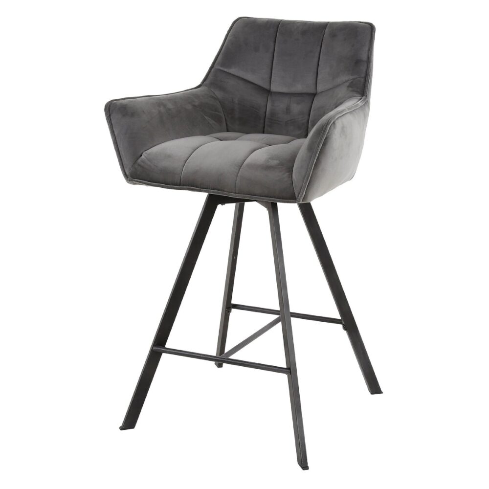 antraciet velvet barstoelen Elda met armleuning afbeelding 1