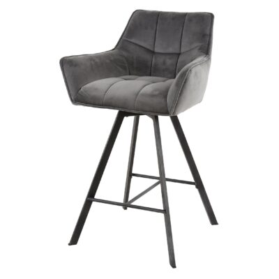 antraciet velvet barstoelen Elda met armleuning afbeelding 1