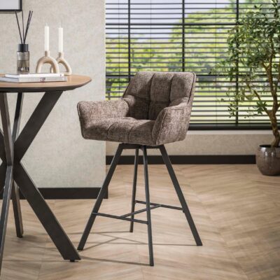 Elda taupe draaibare barstoelen met armleuning afbeelding 2