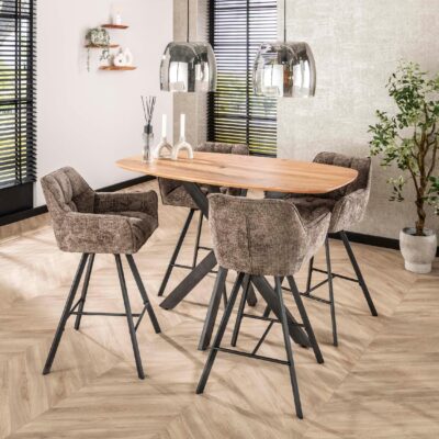 Elda taupe draaibare barstoelen met armleuning afbeelding 4